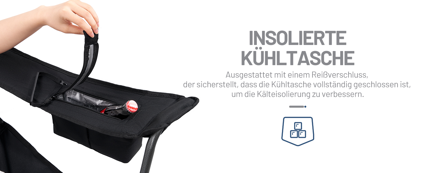 Кампінговий стілець розкладний Timber Ridge 2 шт, 200 кг, 63 см, з ізольованою сумкою-холодильником, чорний