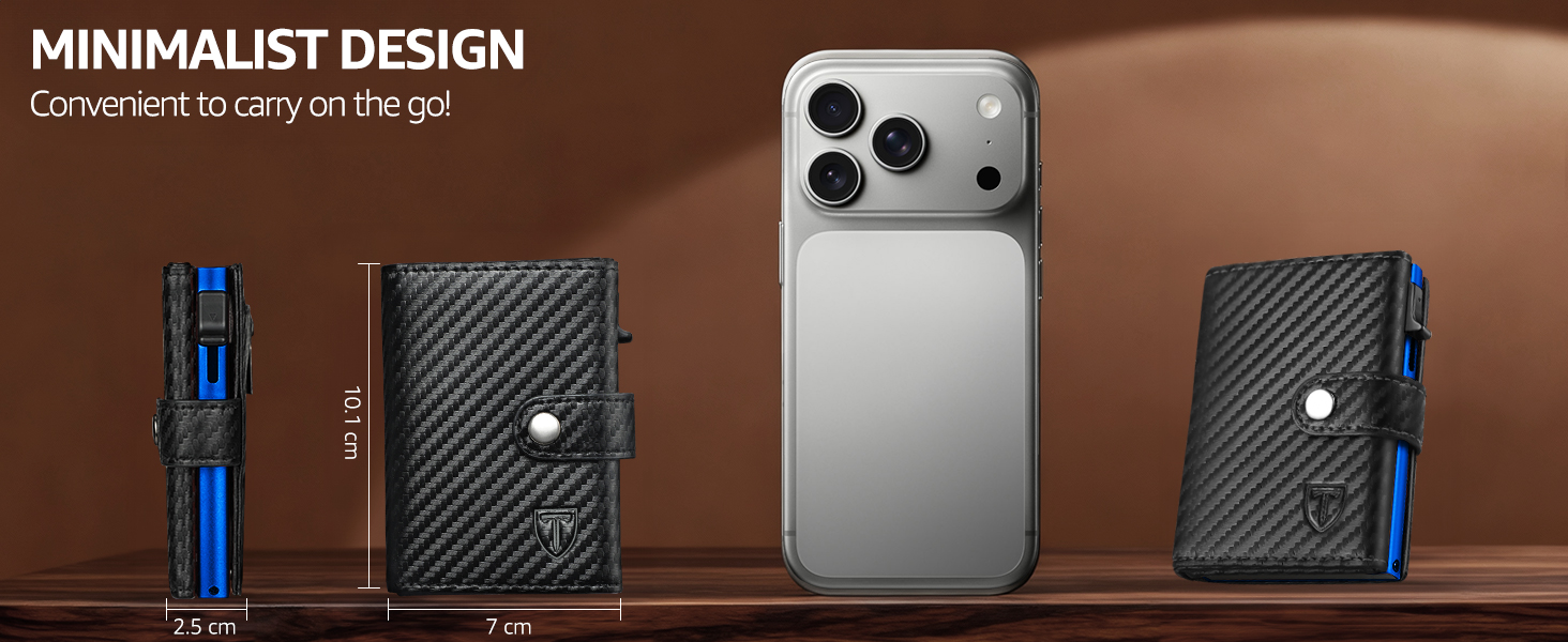 Чоловічий гаманець TENBST з відділом для монет та RFID захистом, Slim Wallet, 10 відділень для карток, помаранчевий