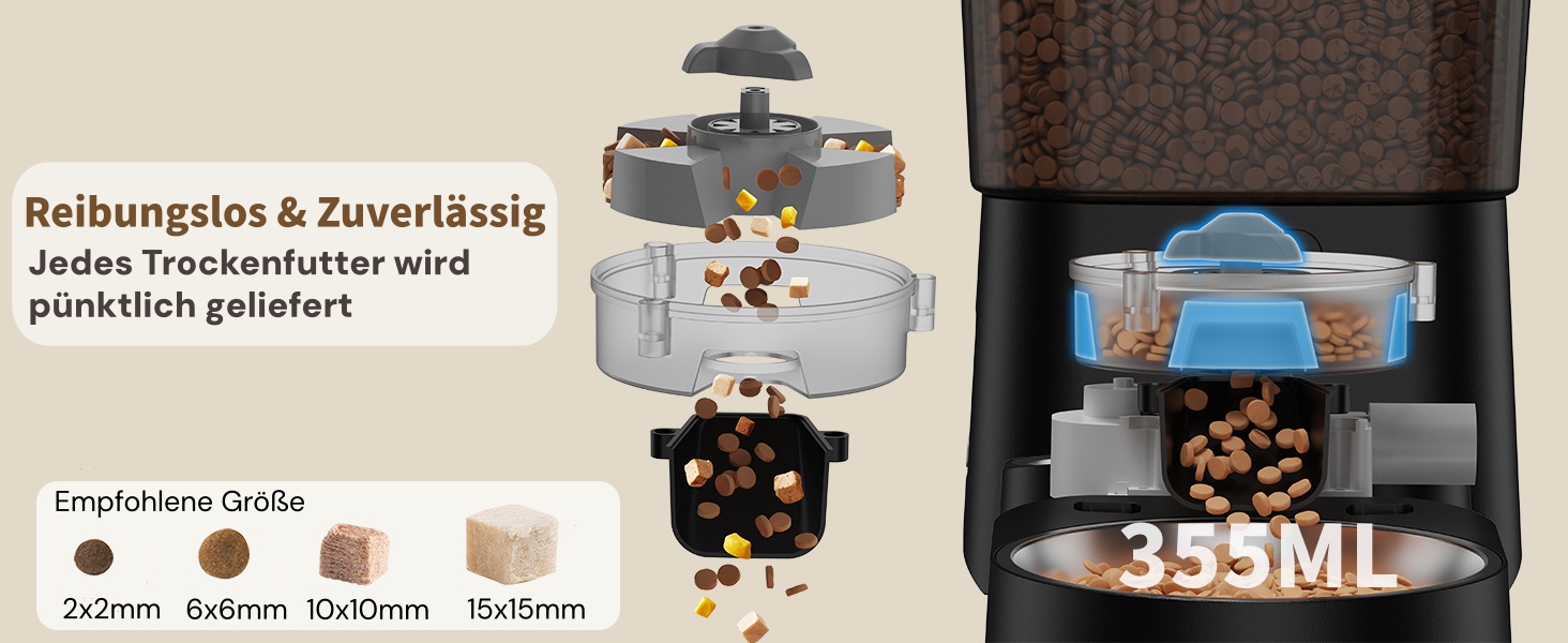 Автоматичний годівник для котів та собак HoneyGuardian з 2 мисками, таймером та великим об'ємом 3.5L, чорний