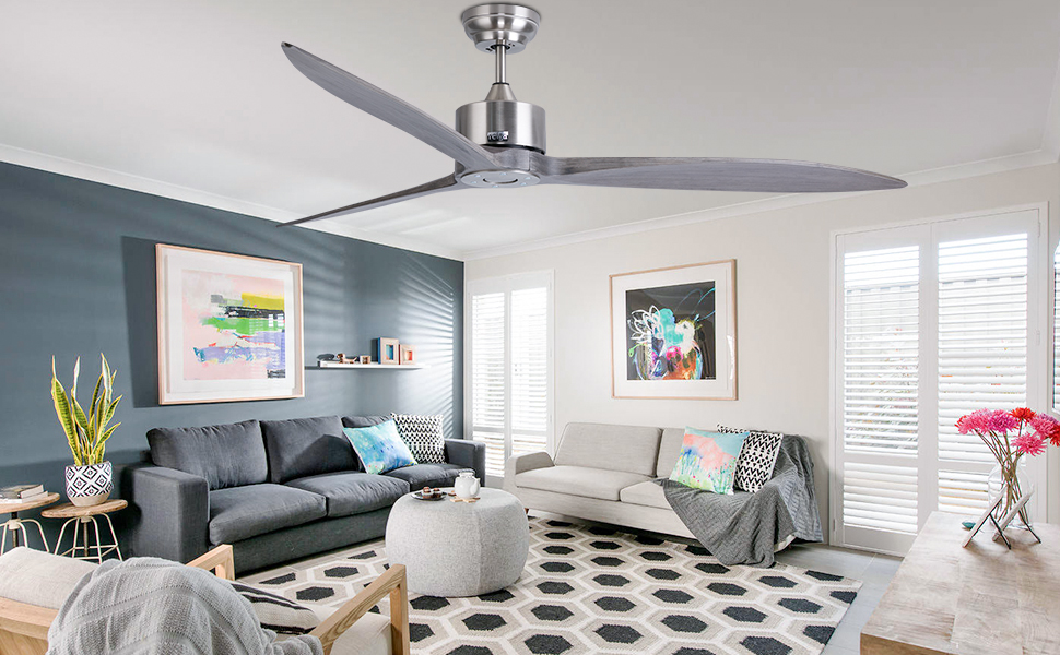 Стеляний вентилятор Reiga з імітацією дерева, 165 см, DC-двигун, керування пультом та Smart Home, 6 швидкостей, колір: коричневий, для внутрішнього та зовнішнього використання