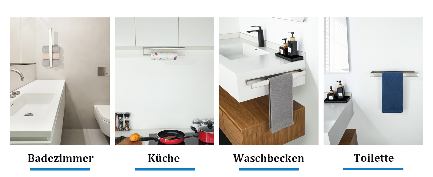 Тримач для рушників SAYAYO без свердління, нержавіюча сталь, 40 см, для ванної та кухні