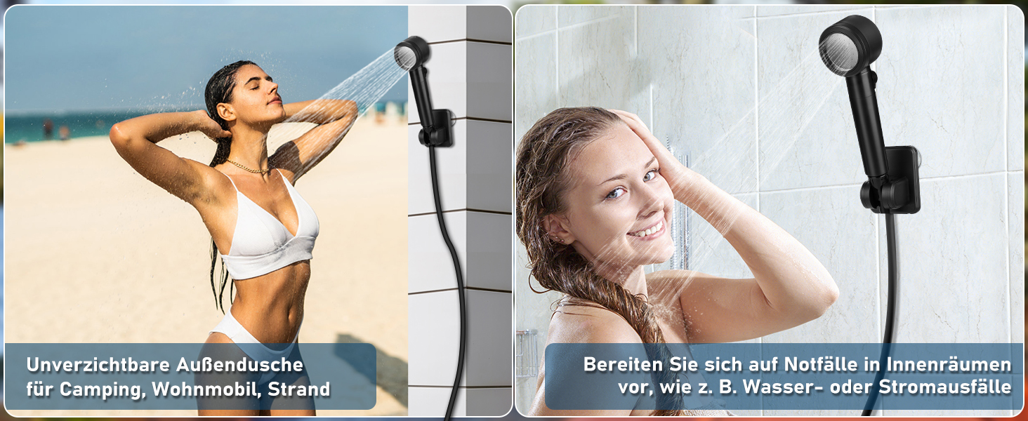 Camping Shower, [8000mAh] Portable Camping Shower with Pump and Temperature Gauge, Mobile Outdoor Shower Set with Showerhead and 2M Hose for Camping, Garden, Car Washing, Beach, Travel, Pet
