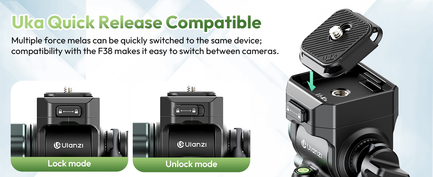 Штатив для камери ULANZI JJ05 GlideGo 184 см з карбону, складний, з поворотним центральним стовпом, легкий туристичний штатив з кульковою головкою 360° та швидкознімною платформою для DSLR, максимальне навантаження 18 кг (JJ06 Відеоштатив)