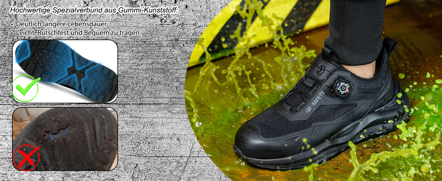 Робочі черевики чоловічі/жіночі, захисні черевики зі сталевою капами, легкі, неслизькі, дихаючі, водонепроникні, літні, чорні. Розмір 47 EU (відповідає 46.5 M105)