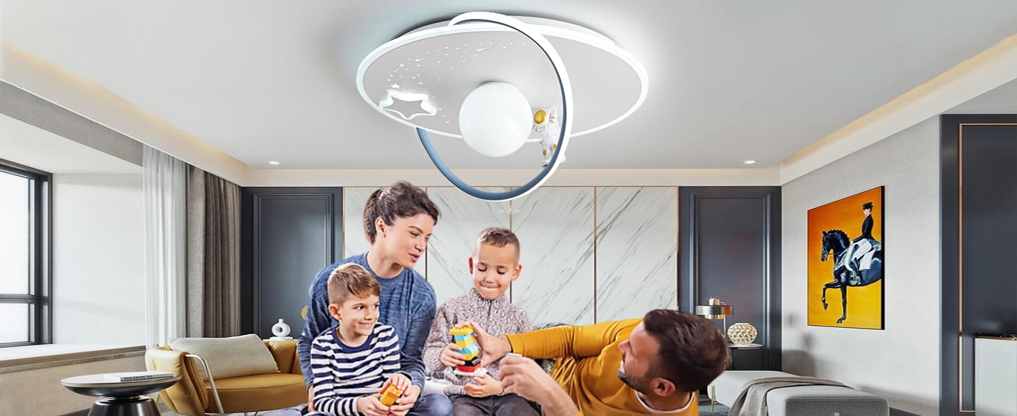 Дитяча стельова LED-лампа RRBEST Місяць та астронавт, діммована з пультом, сучасний дизайн для хлопчиків і дівчаток, декоративне освітлення для дитячої кімнати