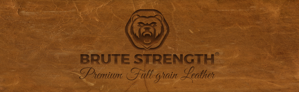 Нашийник для собак Brute Strength з натуральної шкіри, чорний, чорні шви, розмір L (46-53 см)