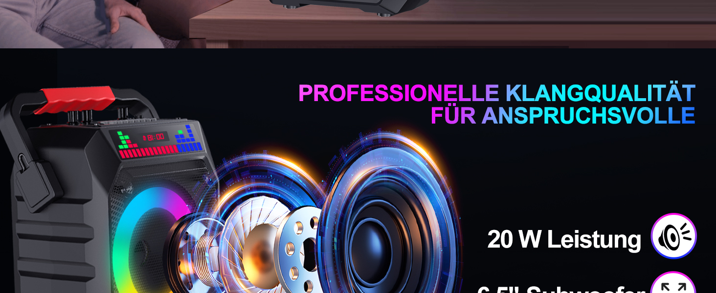 Караоке машина з 2 мікрофонами, портативна Bluetooth колонка з підсвічуванням для дорослих/дітей, PA система, підтримка TF/USB, FM, запис, AUX, для вечірок, співу, DJ, заходів