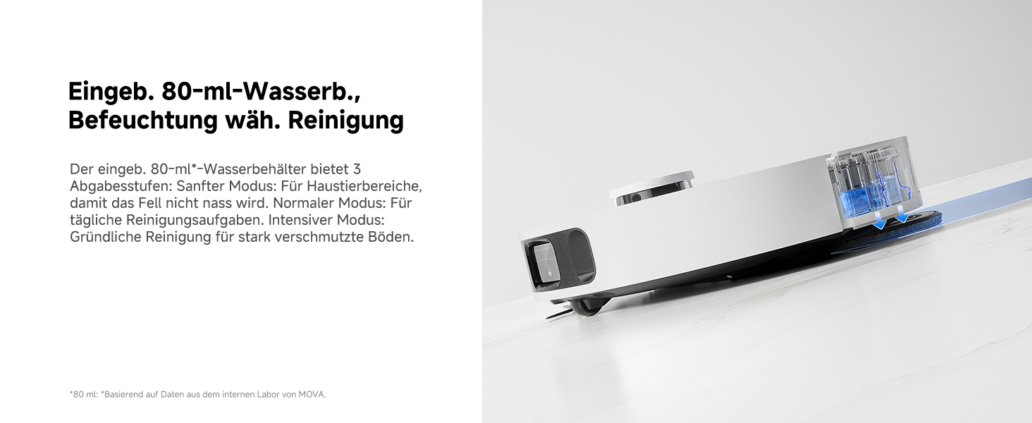 Робот-пилосос Mova E40 Ultra з функцією миття, автоматичним очищенням та потужністю 19000 Па, MaxiReach-моп, бічні щітки, вбудований резервуар 80 мл, станція самоочищення на 75 днів