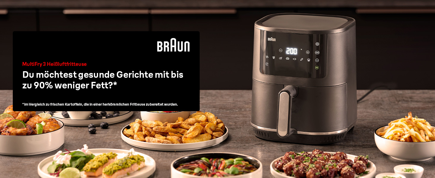 Фритюрниця електрична Braun MultiFry 3 HF 3030, 4.3 л, 1500 Вт, сенсорне управління, 8 програм, чорна