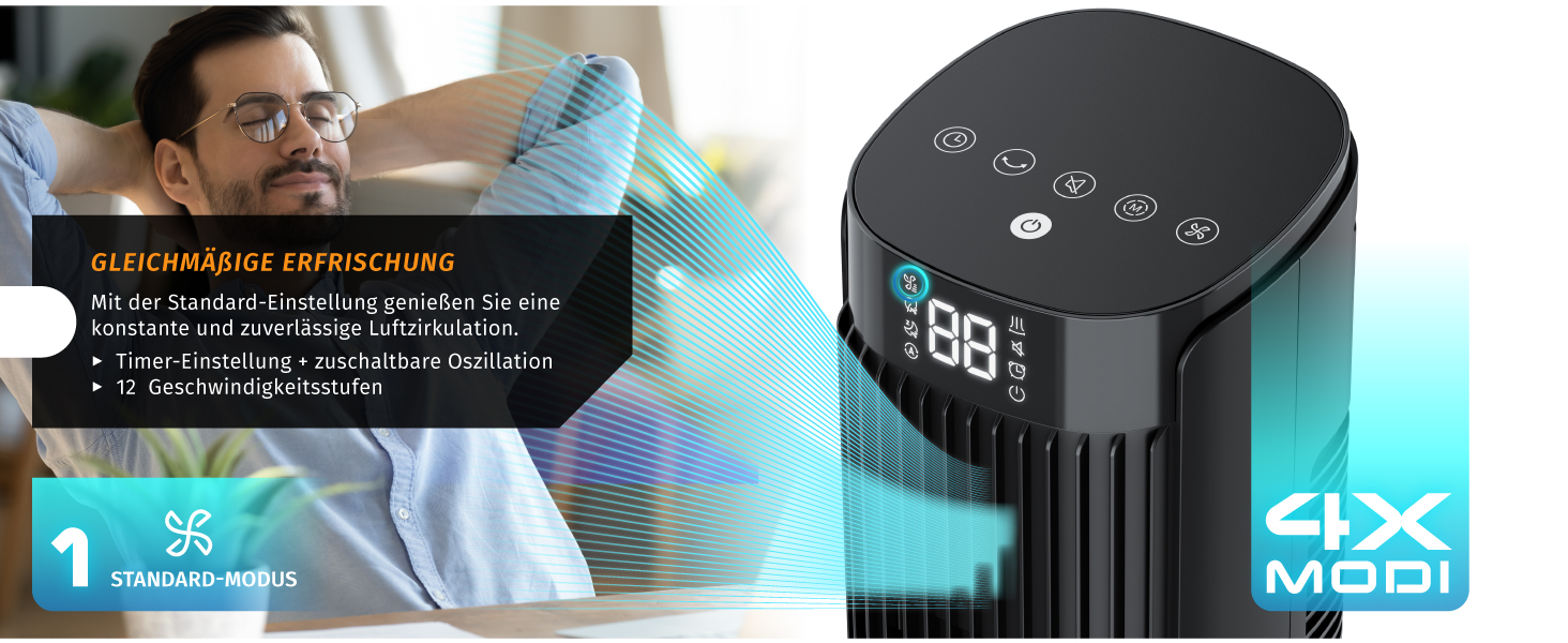 Вентилятор підлоговий Brandson ECO Design DC Motor, 12 швидкостей, пульт, тихий, коливання