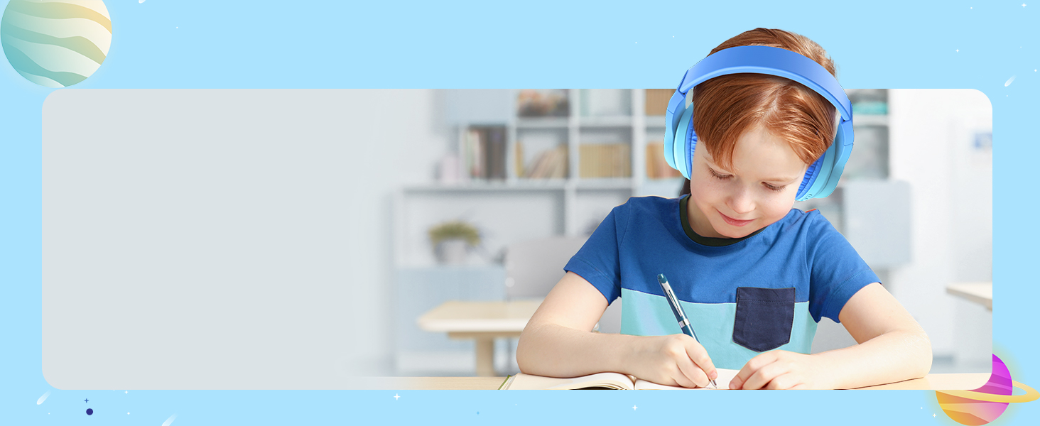 iClever Бездротові навушники для дітей з LED-підсвіткою, Bluetooth 5.2, мікрофон, BTH12 (градієнт синього)