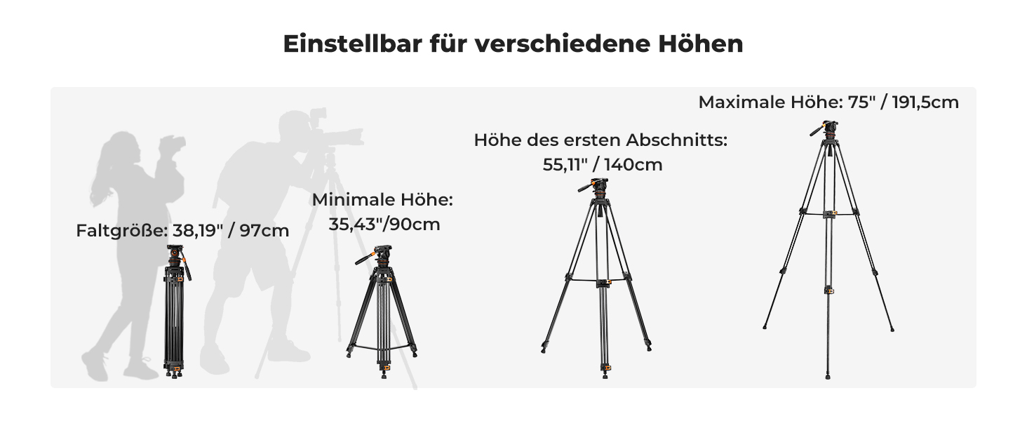 Штатив для камери K&F CONCEPT VA3+BV20: відео штатив з поворотним кріпленням, 184 см, для DSLR, відеокамер