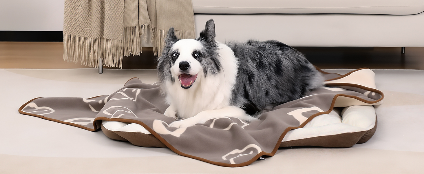 Водонепроникний килимок для собак, 152x127 см, фланель та шерпа, для середніх та великих собак, машинне прання - чорний (100x75 см, коричневий)