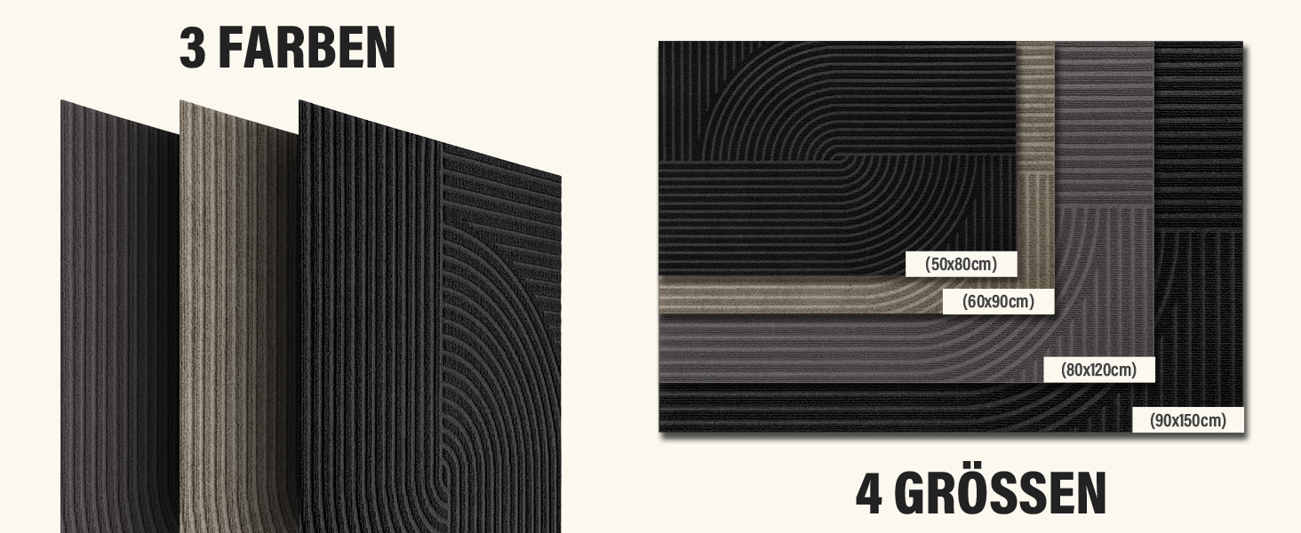 Привітальний килимок FEOMOS 60x90 см, протиковзний грязезахисний килим для входу, коридору, кухні та балкона, чорний, придатний для прання