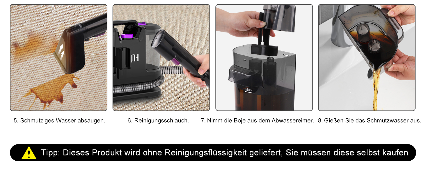 Пилосос для миття килимів та м'яких меблів з насадкою для шерсті тварин, 450W, для дому та автомобіля