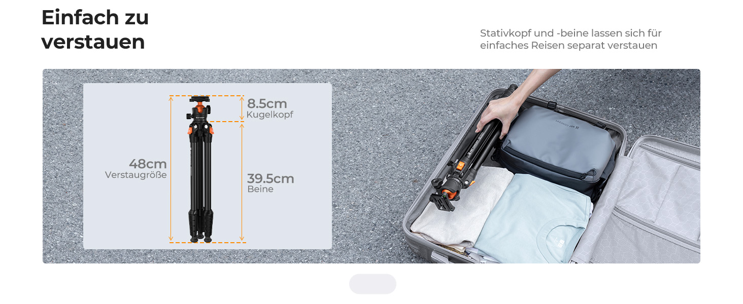 Штатив K&F Concept 163CM з алюмінію: легкий та компактний, до 10 кг, для DSLR, телескопів, камер та смартфонів