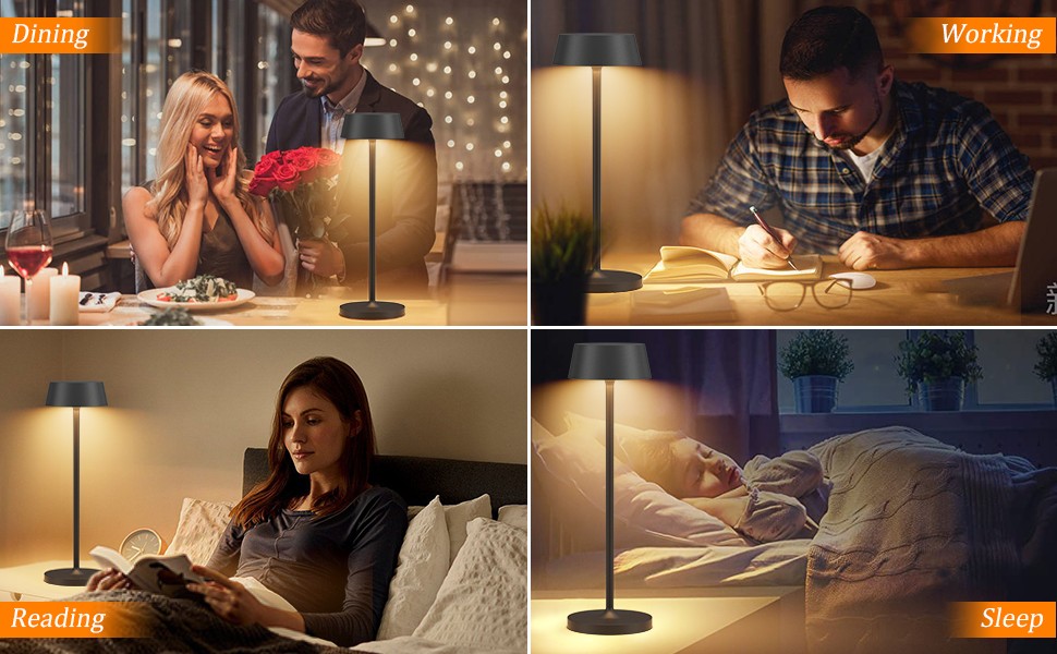 Акумуляторна LED настільна лампа Klighten з димером, сенсорна, металева (алюміній), IP54, тепле світло 3000K, антрацит