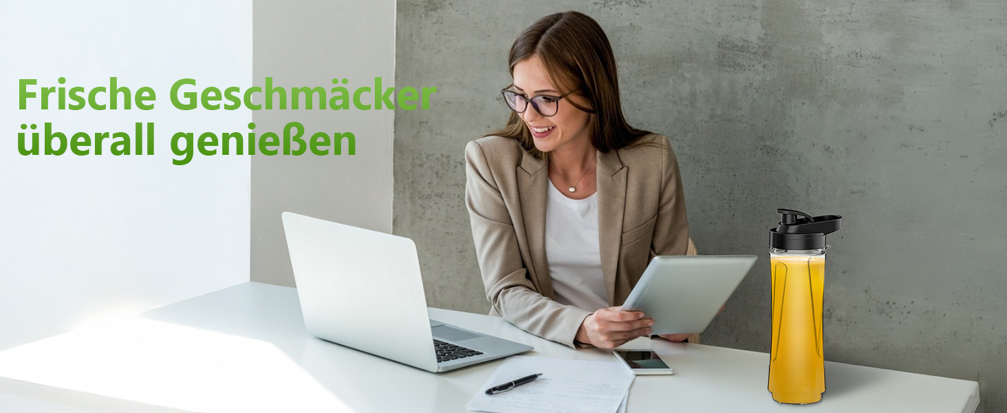 Міні-блендер Standmixer 500W з 2 пляшками Tritan, 4-лопатевий, для шейків та смузі, з нержавіючої сталі, портативний