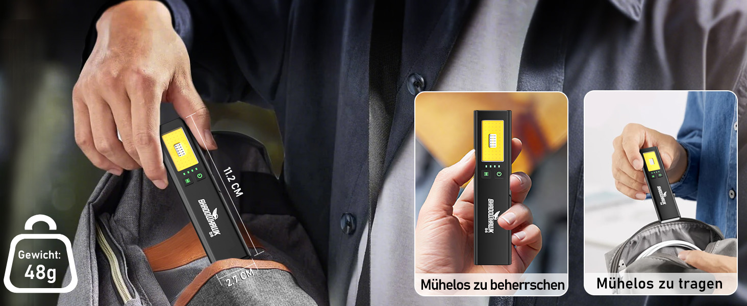 LED-ліхтарик Shadowhawk 2 шт. Зарядний, водонепроникний, COB, з магнітом та кліпсою, 7 режимів, чорний | Для кемпінгу, майстерні, надзвичайних ситуацій