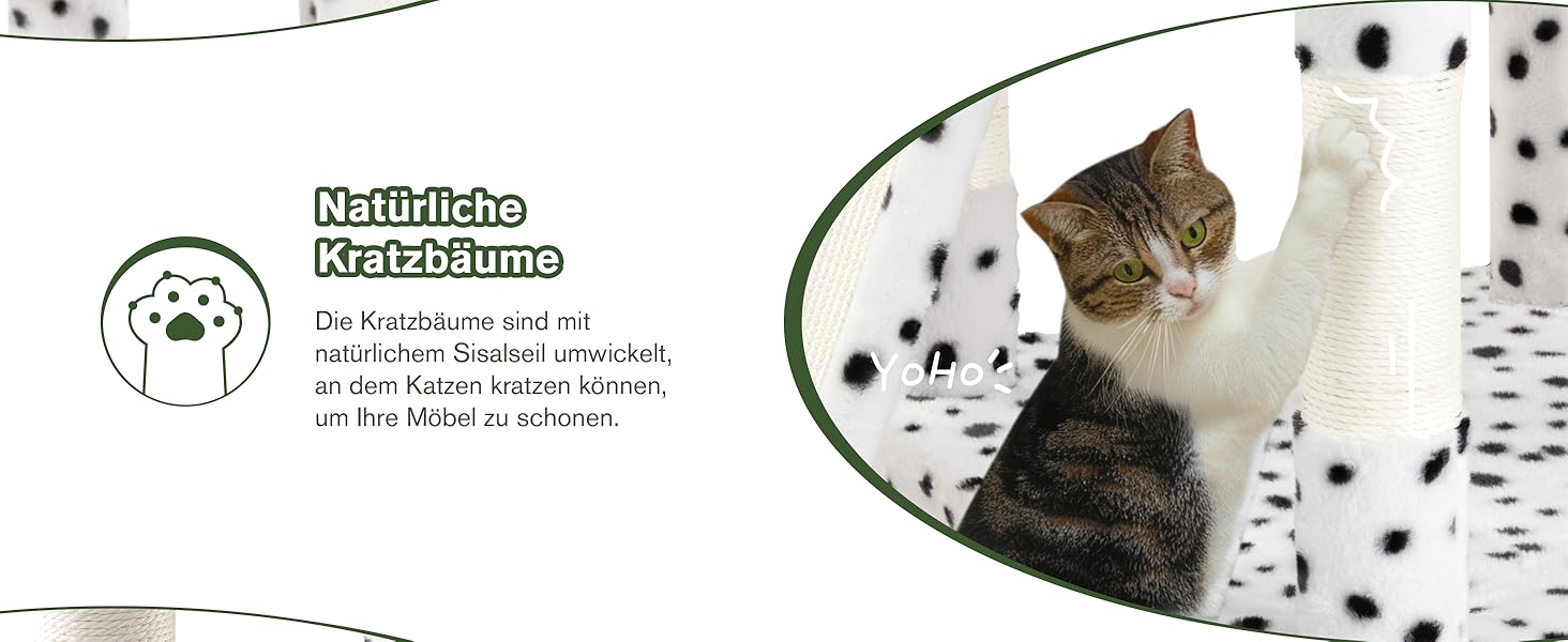 Котячий будиночок MUTICOR з когтеточкою, 206 см, багатоярусний, для великих котів, з лежаком-гамаком, широка база, колір: білий та чорний