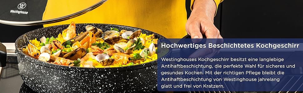 Сковорода-гриль Westinghouse 28 см, чорний мармур, алюміній, антипригарне покриття, для всіх типів плит, індукція