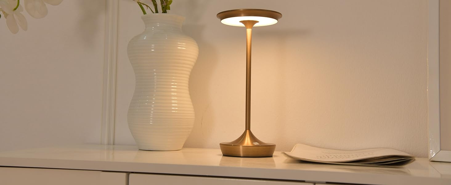 LED настільна лампа бездротова IP54 для вулиці та дому: перезарядна, сенсорна, 3 кольори, 6000mAh, 2 шт.