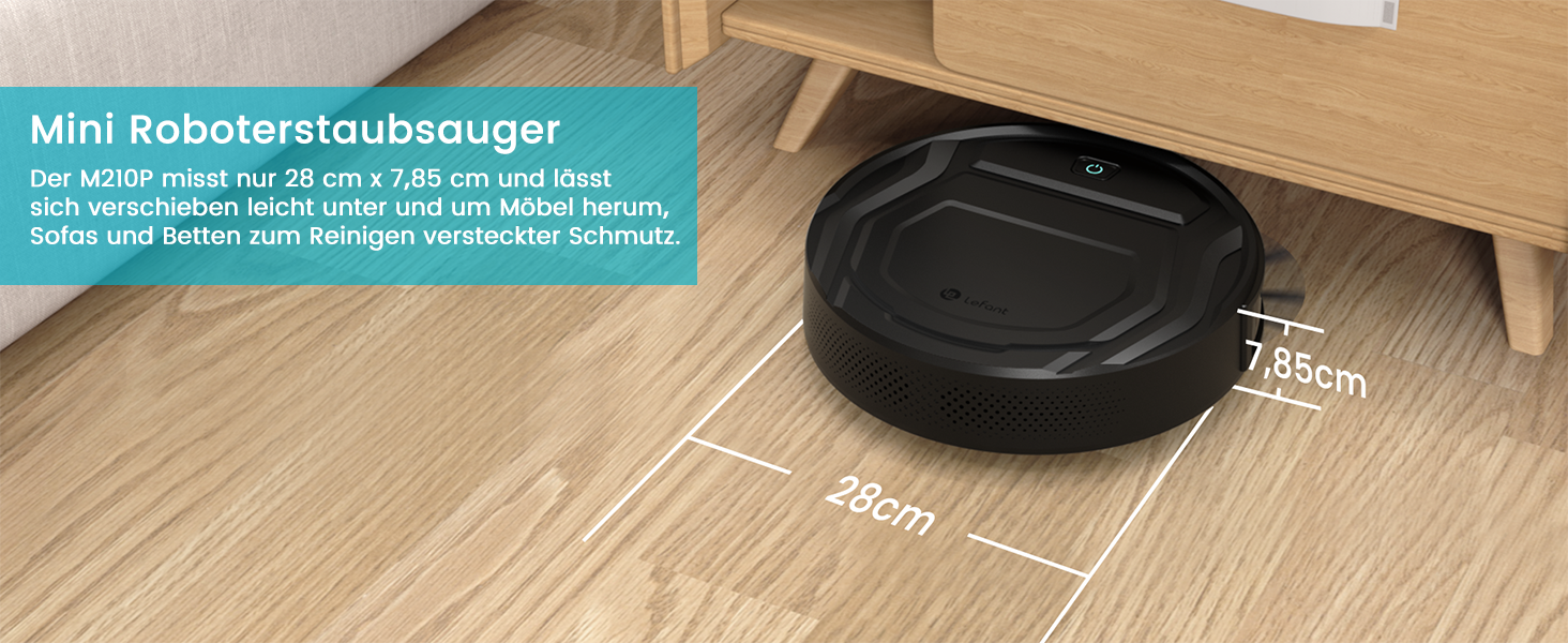 Робот-пилосос LEFANT M210, ультратонкий, потужний, з Wi-Fi, сумісний з Alexa, керування через додаток, самостійна зарядка, тихий, для шерсті тварин, килими, білий/чорний