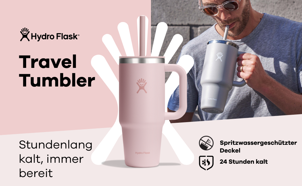 Термокружка HYDRO FLASK 946 мл з кришкою та соломинкою, чорна, нержавіюча сталь, вакуумна ізоляція, для подорожей