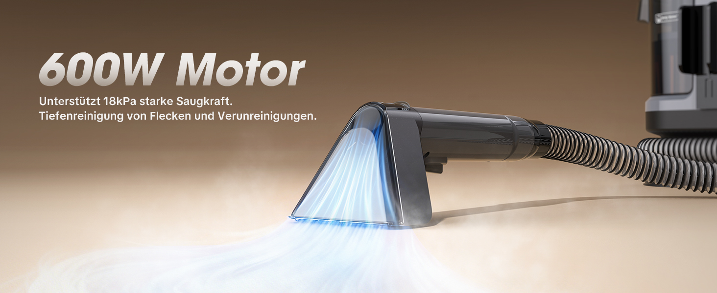 Lubluelu Пылесос для чищення мягкой мебели и ковров, 600 Вт - 18 кПа, портативный, с самоочисткой и длинным шлангом для ковров, диванов и салона автомобиля, серый