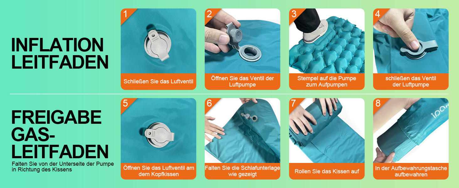 Каремат (килимок) для кемпінгу iParaAiluRy ультралегкий, компактний, надувний - синій. Для туризму, пікніків, пляжу.