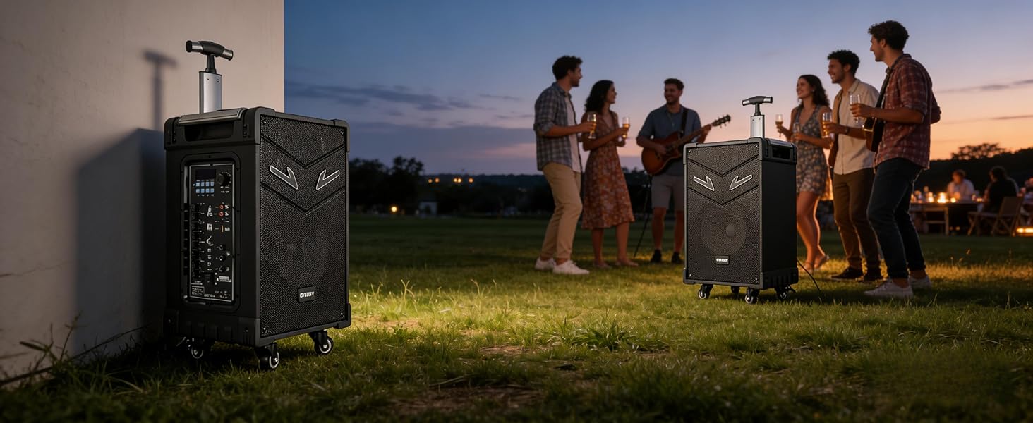Портативна караоке система GTSK10-3 з Bluetooth, 2 мікрофонами та 10” сабвуфером для дому та вечірок