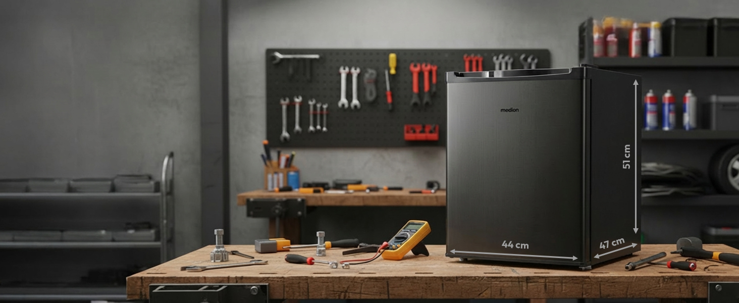 Міні-морозильна камера MEDION MD37675 сірого кольору (33 л, 51 см, регульовані ніжки, ручка-виїмка, ручне керування, 4 зірки)