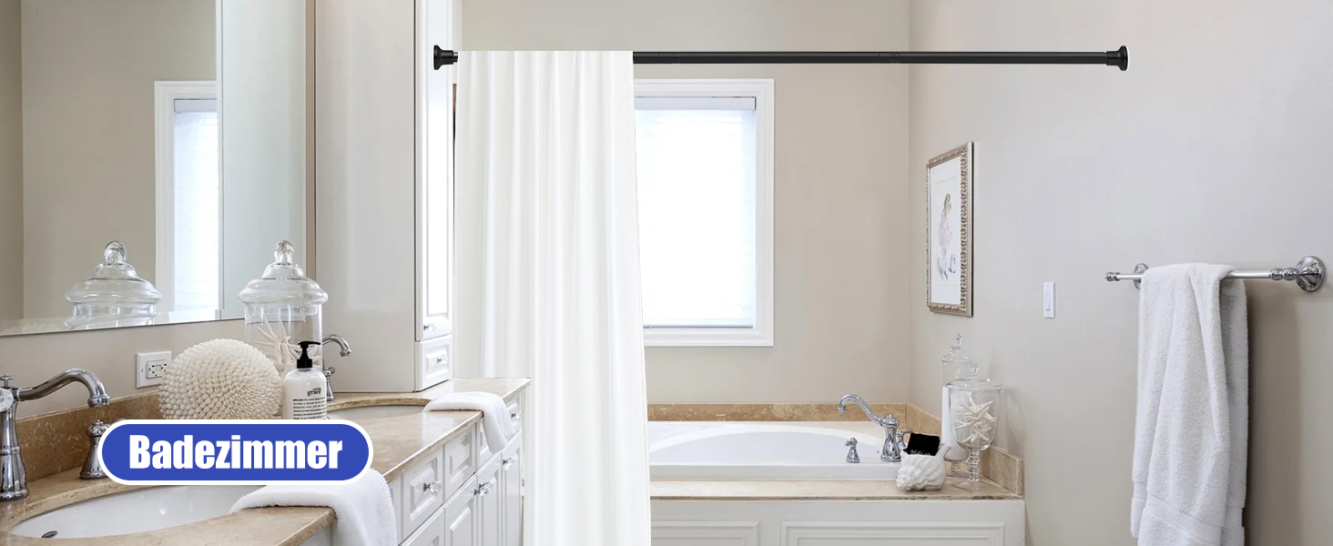 Тeleskopна штанга для душу без свердління, 72-254 см, чорна (Ø25 мм)