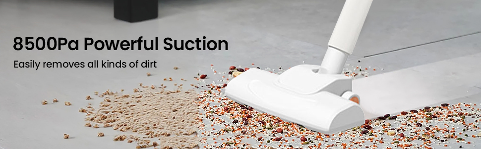 Бездротовий пилосос Yaasier: потужний акумулятор 35KPA, 40 хвилин роботи, для тварин, килимів та авто, білий