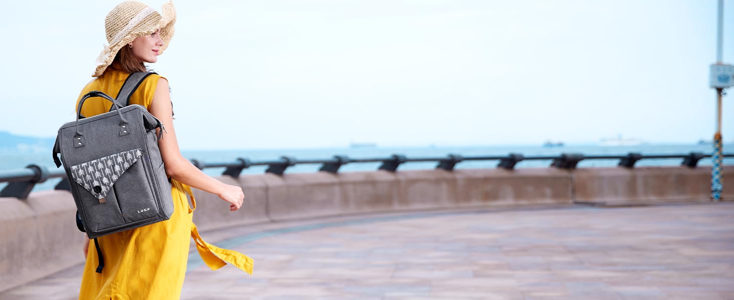 Рюкзак Lekesky для жінок: шкільний, з відділенням для ноутбука 15.6 дюймів, антикрадійний, сірий