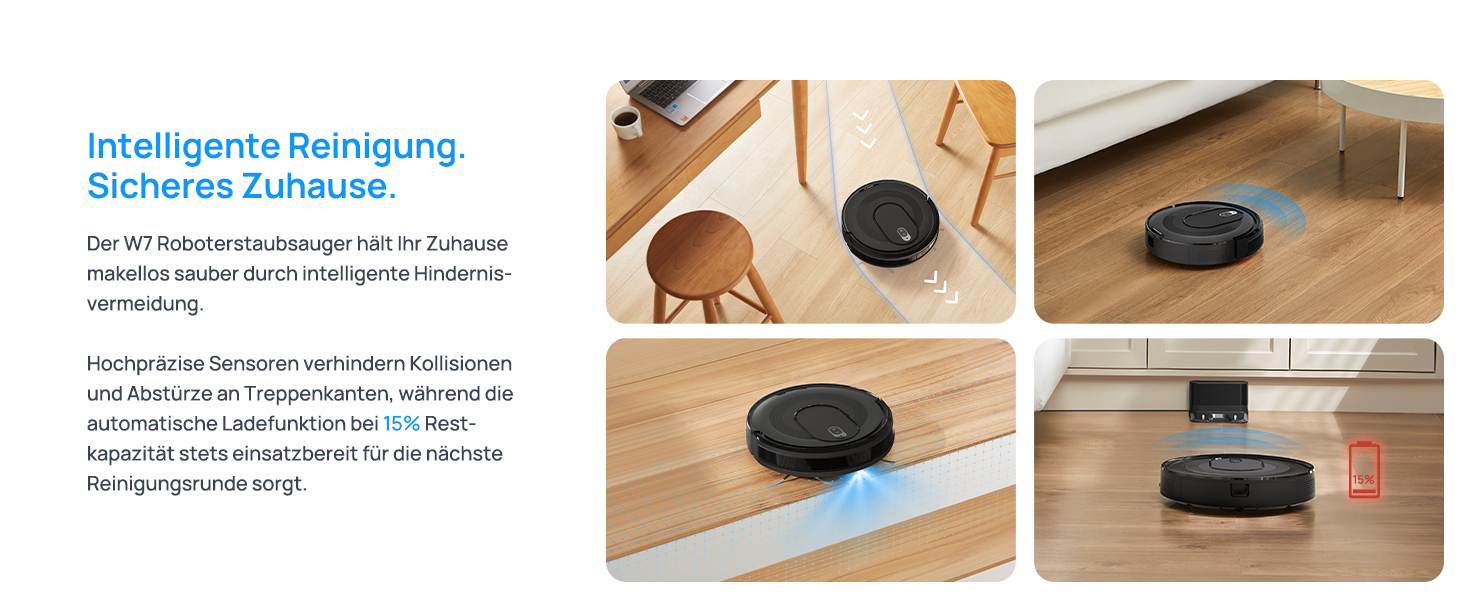 Робот-пилосос Vexilar W7 3-в-1 з функцією миття підлоги, потужність 4000Pa, сумісний з Alexa/App, для шерсті тварин, твердих підлог та килимів