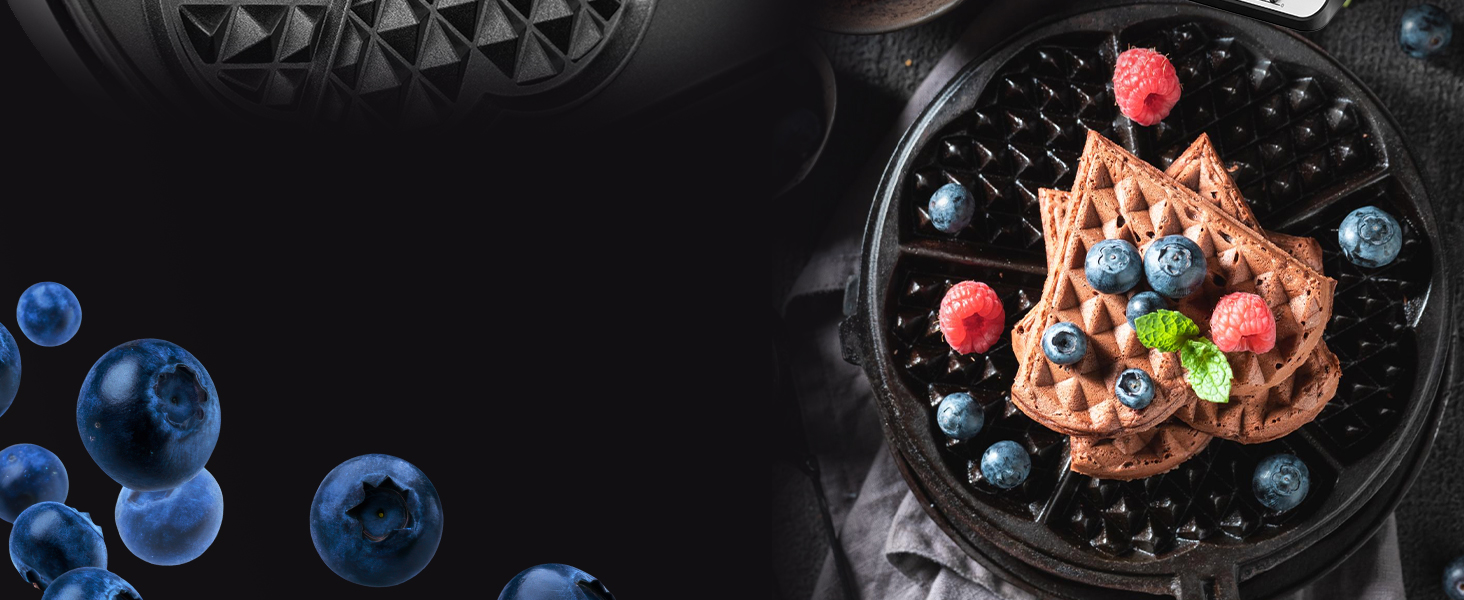 Вафельниця LEHMANN Doppel Waffeleisen Herzform - для випікання 10 вафель у формі серця, з антипригарним покриттям, регулюванням температури, індикатором нагріву, 1200W, чорний/срібний