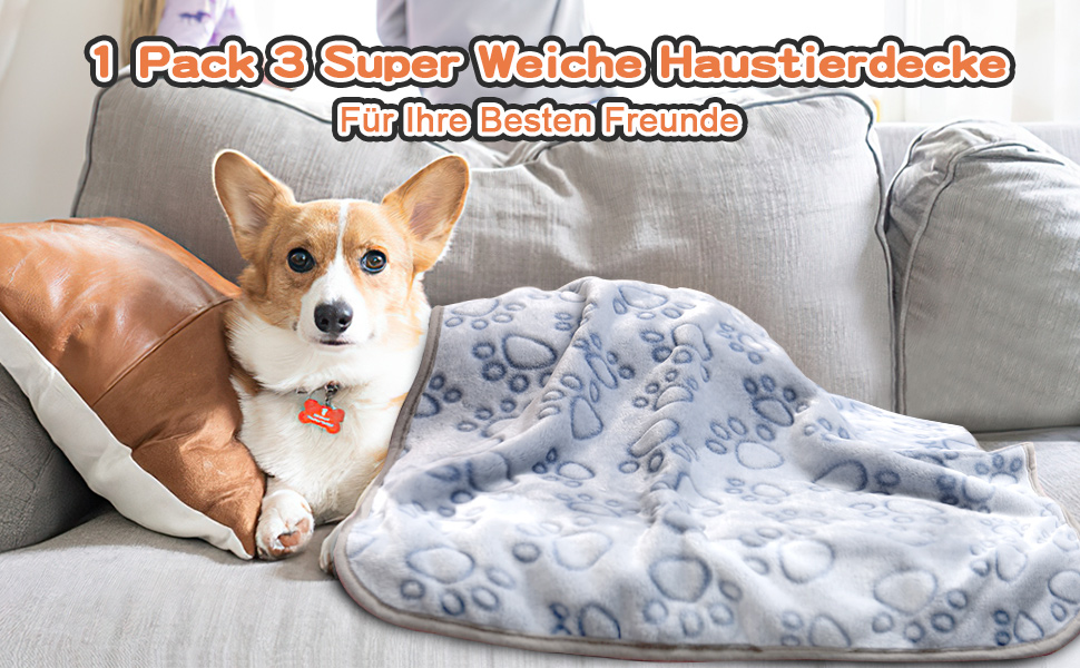 М'яка ковдра для собак та котів Gorgelly (3 шт.) 80x60 см та 60x80 см, блакитна. Легка, миюча, для дому та подорожей