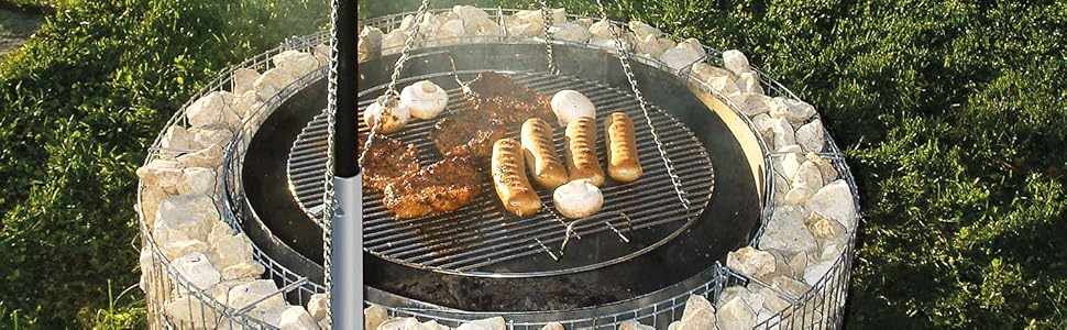 Bellissa Fire and Grill Area made of Gabions - 95580 - Fire pit including a charcoal bowl - Diameter 92/72 cm, Height 40 cm