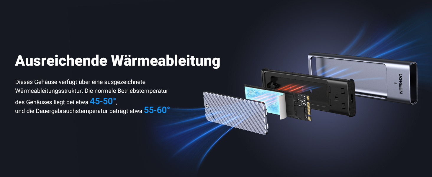 Зовнішній корпус для SSD UGREEN NVMe/SATA M.2 USB-C 3.2 Gen 2x2 20Gbps з кабелем Type-C