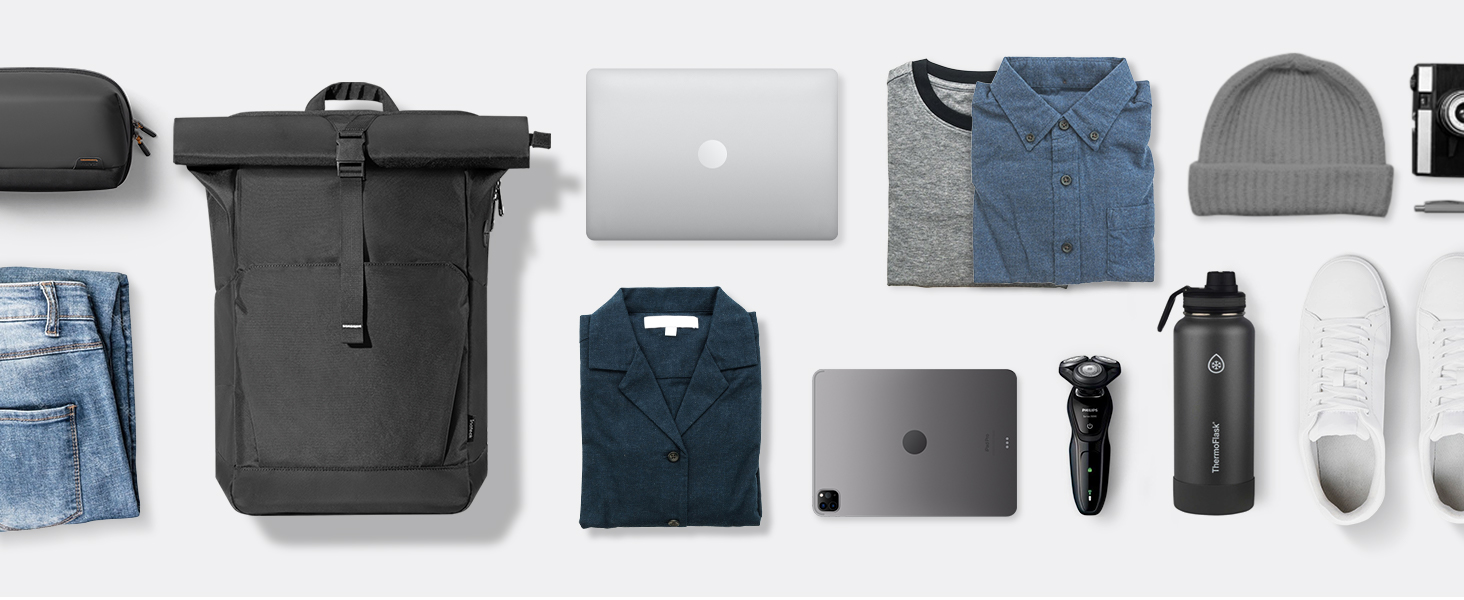Рюкзак Inateck RollTop 25-30 л для чоловіків і жінок, з окремим відділенням для взуття, для ноутбука 17