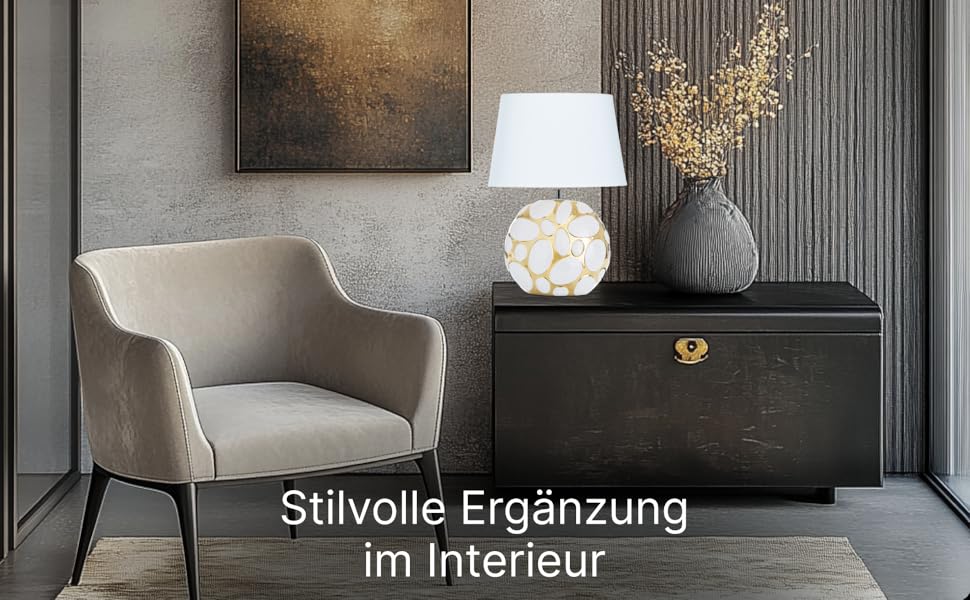 ARTE LAMP Poppy LED лампа настільна з кабелем – Хром/Біла настільна лампа з абажуром з білого текстилю для вітальні та спальні (Poppy Gold)