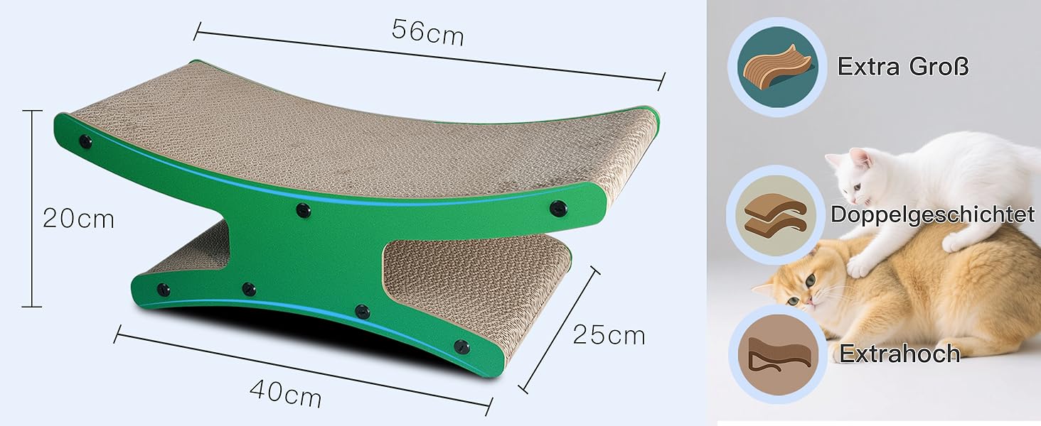 Котяче дряпальний комплекс з будиночком - XL дряпка з картону для кішок 56x26x20 см - Міцне ліжко-дряпка, місце для відпочинку з іграшкою, дерево