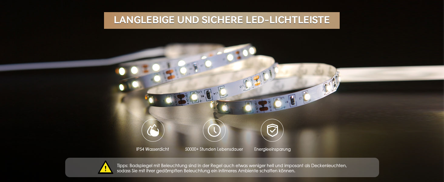 Дзеркало для ванної кімнати з LED-підсвічуванням Dripex, 50x70 см, сенсорне управління, протитуманне покриття, Bluetooth, розетка, 3 кольори світла