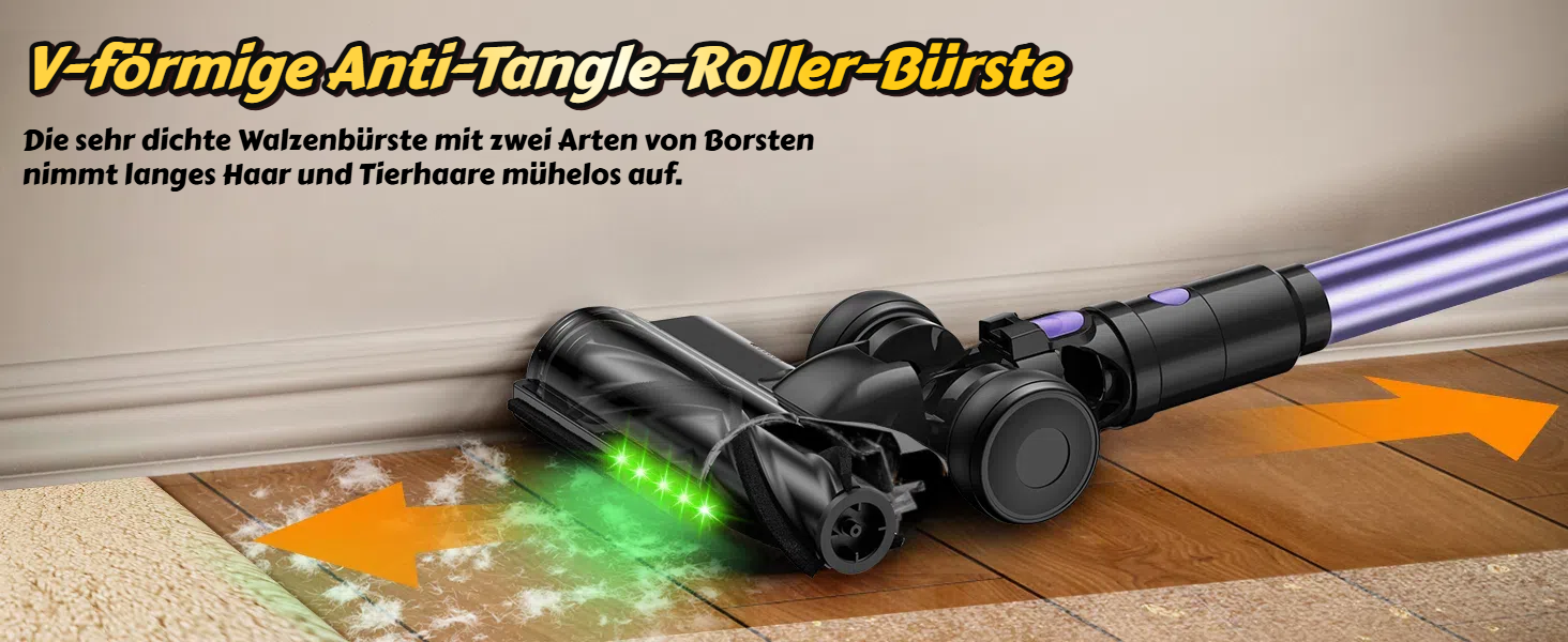 Бездротовий пилосос SUXIANGVAC 48KPa, 500W, 55 хвилин роботи, з док-станцією, LED дисплеєм, антизаплутана щітка, для шерсті тварин, килимів, твердих поверхонь, авто, фіолетовий