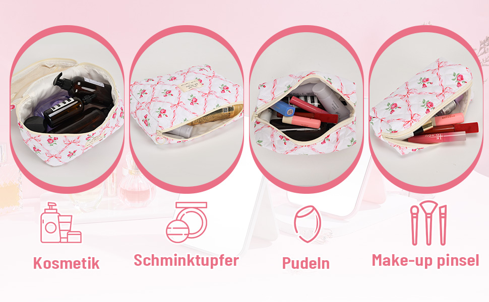 Набір косметичок з квітами для дівчаток, дамські культбагелі, степкова косметичка для макіяжу, бавовняний набір культбагелів, косметичка з бантиком рожевого кольору