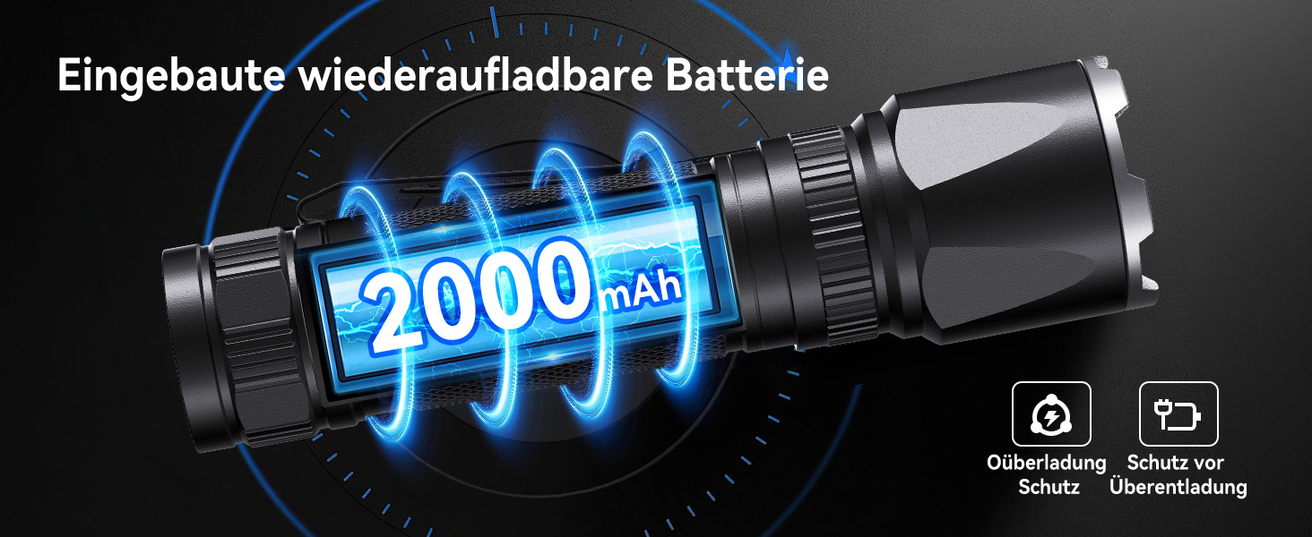 Тактичний ліхтарик GEARLITE 2 шт. - LED, 3000 люмен, Zoom, 3 режими, водонепроникний IP65, для кемпінгу, риболовлі, тактики