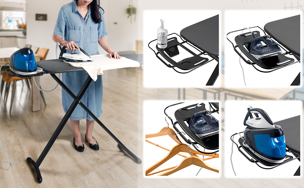 Гладильна дошка Duwee Extra Wide Deluxe з підставкою для праски, чорна, 117 x 43 см