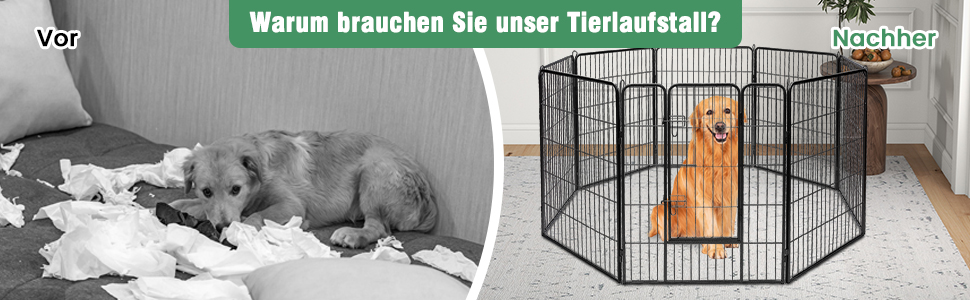 Металевий вольєр для собак та котів Costway 80 см, 8-секційний, чорний