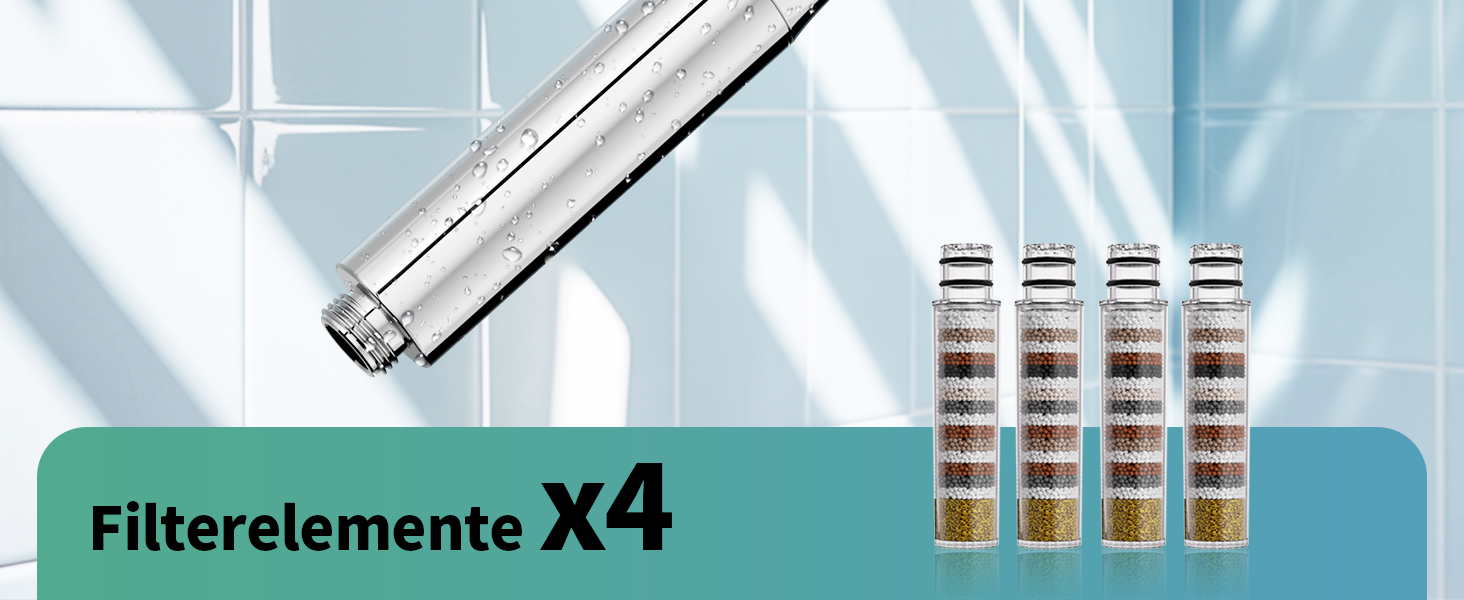 Душова лійка SR SUN RISE з фільтром, набір для душу з шлангом та фільтрами, ручна душова лійка з 9 функціями, 4 фільтри, високий тиск для жорсткої води, видаляє залишковий хлор, важкі метали, бактерії, 4-картриджний комбінований фільтр Gold